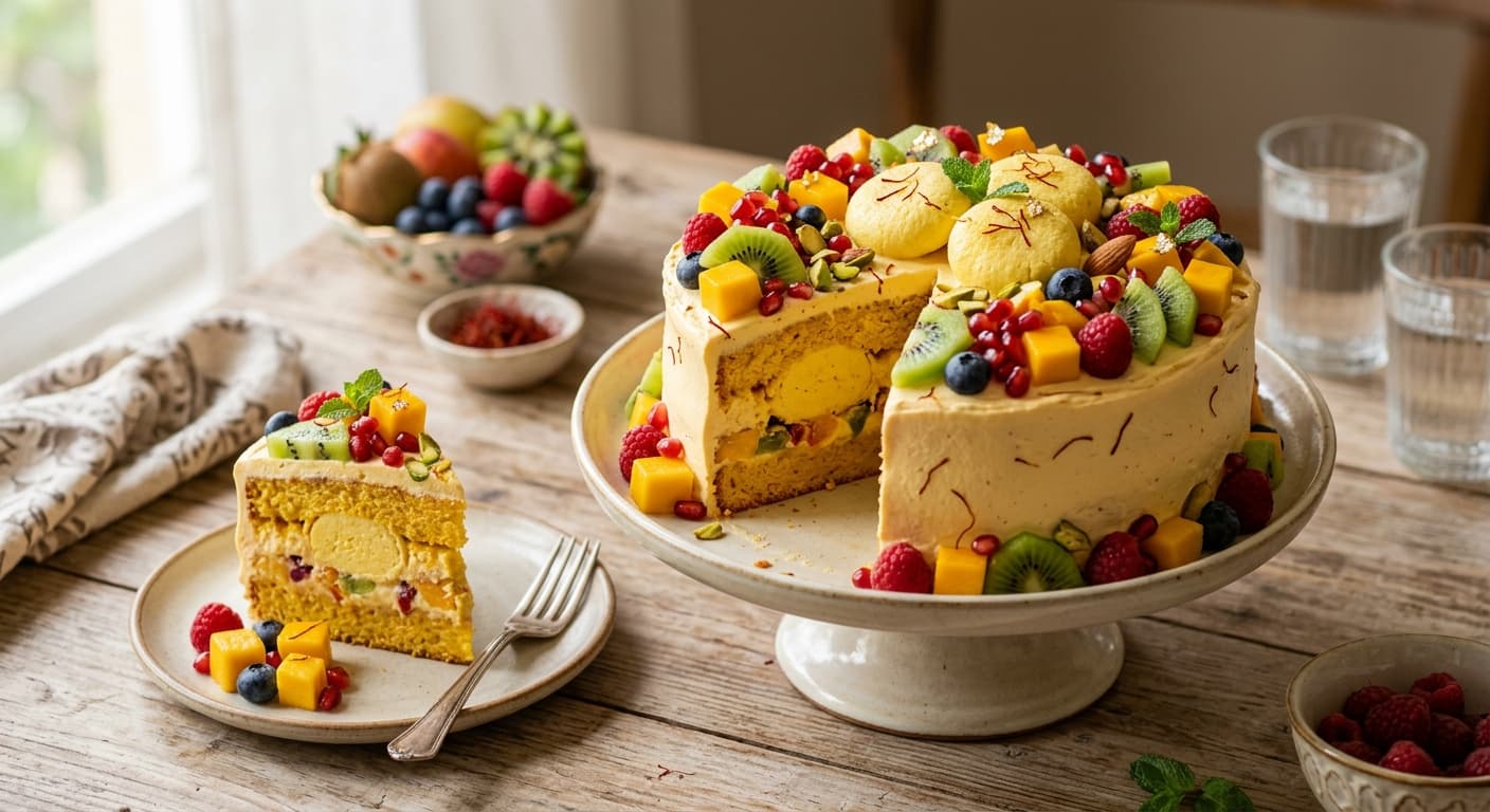 Rasmalai Fresh Fruit Cake